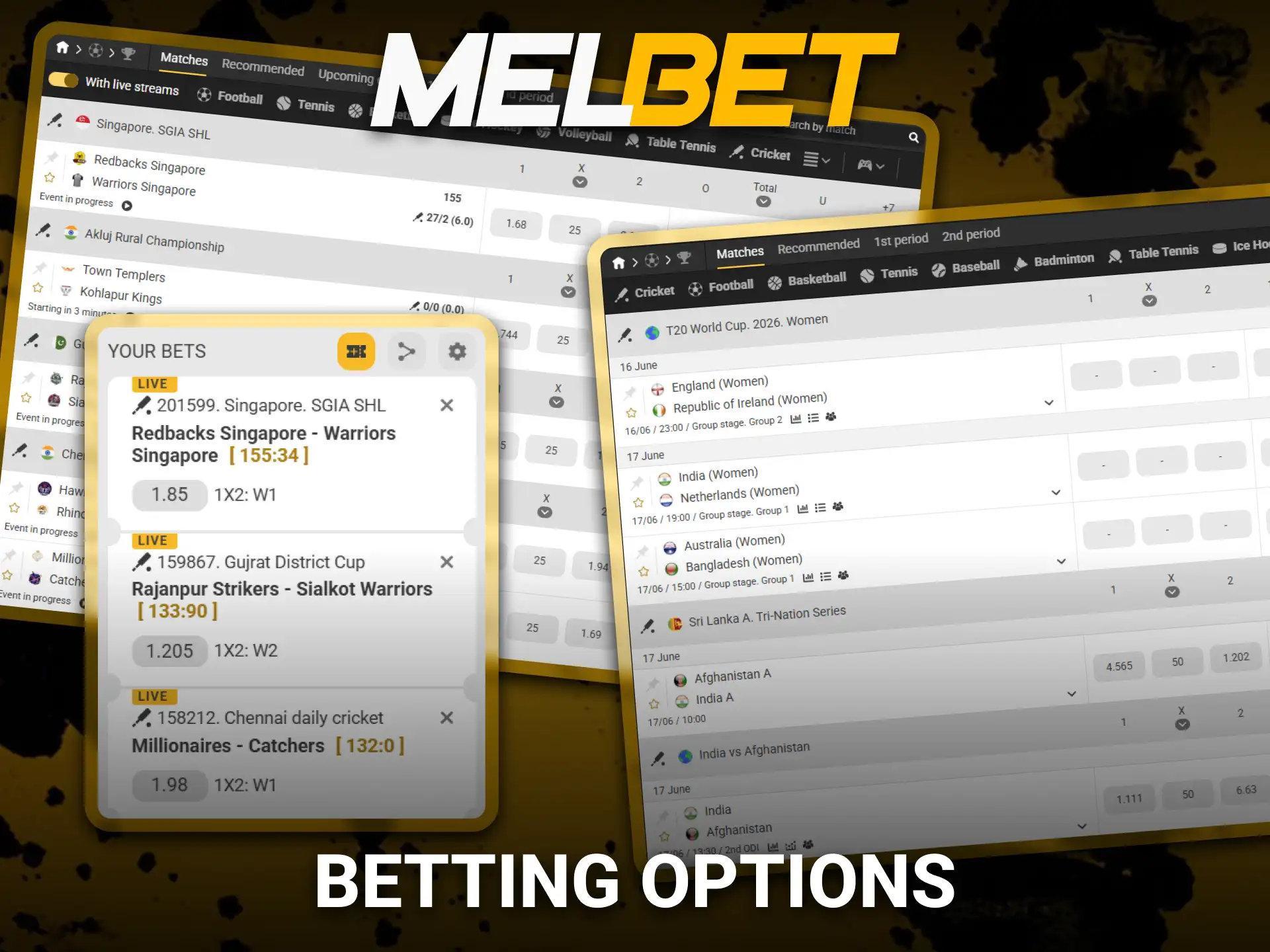Explore the most popular betting markets available on Melbet.