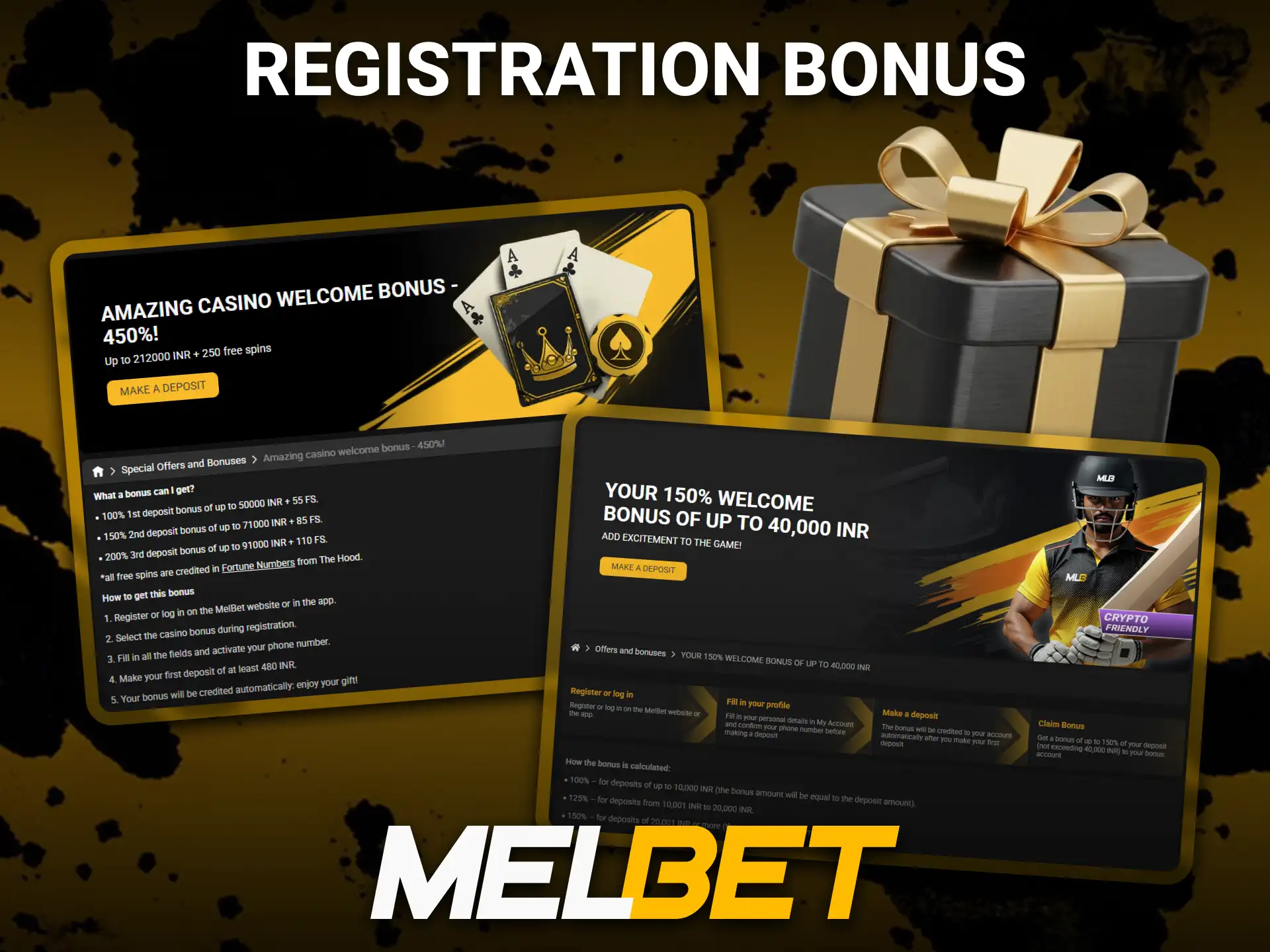 Discover registration bonuses available for new Melbet players from India.