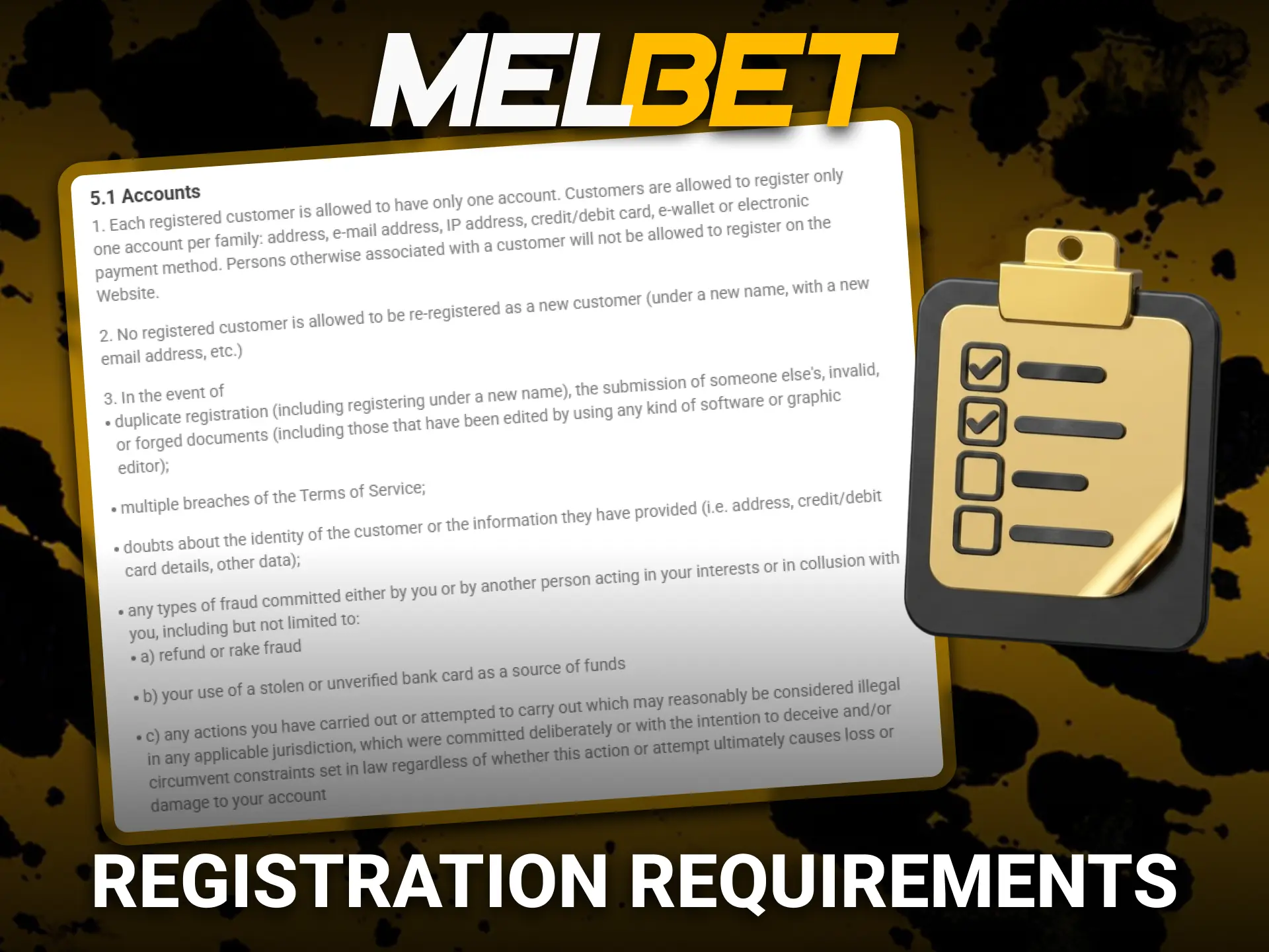 Review the requirements needed to create a verified account on Melbet.